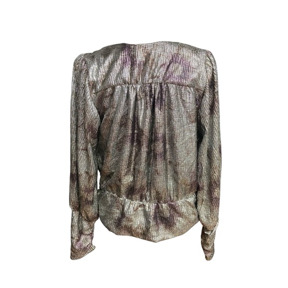 Maison d' Amelie Paris Metallic Crossover Shimmer Blouse Size M Evening Party - Picture 12 of 13